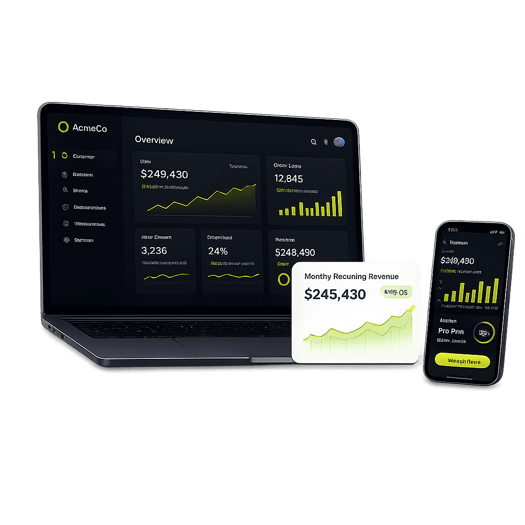 MVP and SaaS product dashboard on laptop and mobile